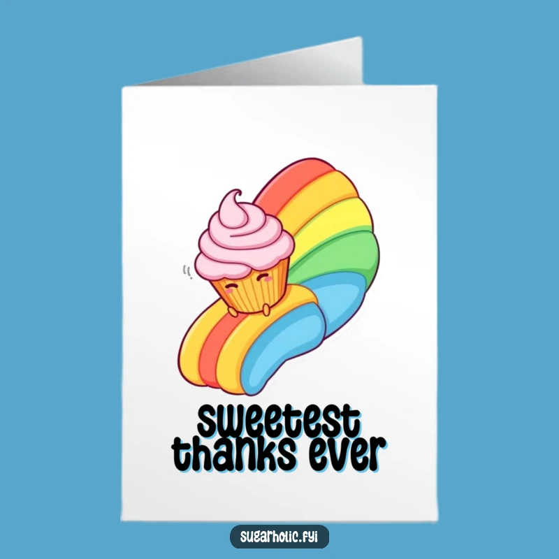 Free Printable Thank You Card: Cupcake Rainbow - Cute Downloadable Gift