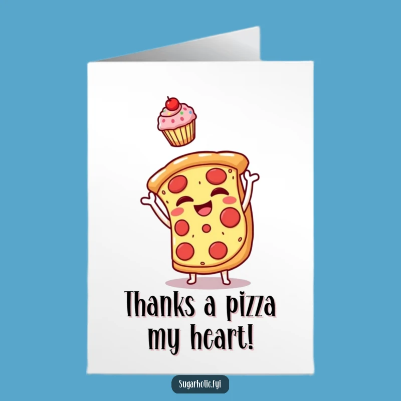 Free Printable Thank You Card: Funny Pizza & Cupcake Art, Downloadable & Print at Home