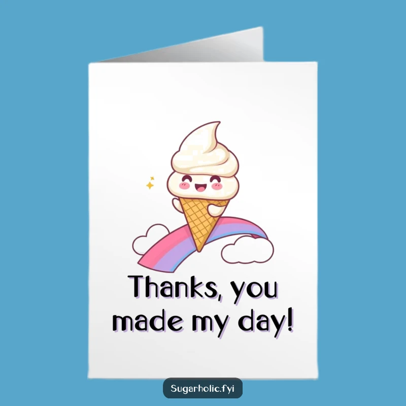 Free Printable Thank You Card: Ice Cream Rainbow Slide - Funny Downloadable
