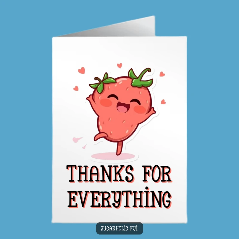 Free Printable Thank You Card: Strawberry Cartwheel - Cute Downloadable Gift