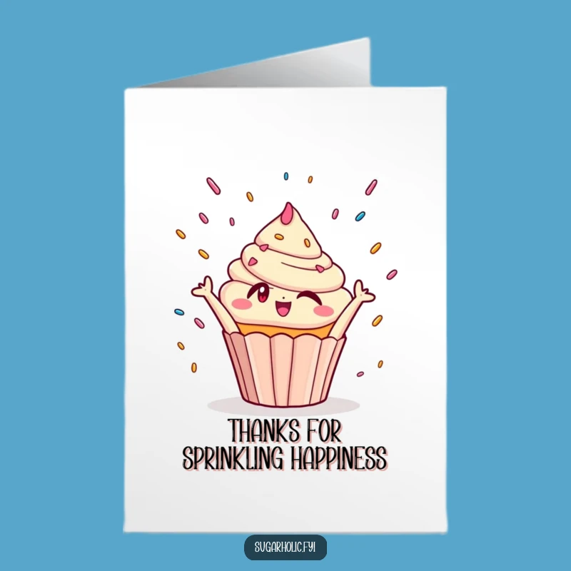 Free Printable Thank You Card - Winking Cupcake Sprinkles Funny Downloadable Gift