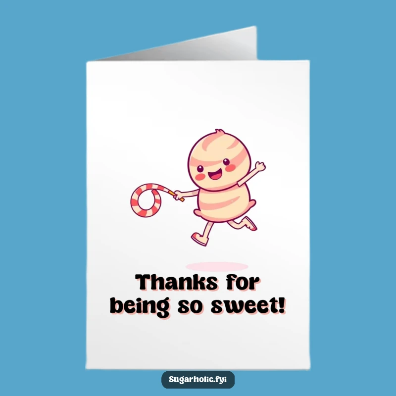 Free Printable Thank You Card: Candy Skipping Rope, Sparkly & Funny Downloadable