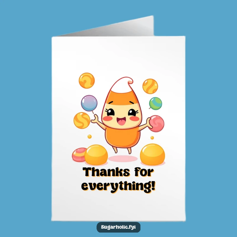 Free Printable Thank You Card: Candy Corn Juggling Thanks Downloadable Gift