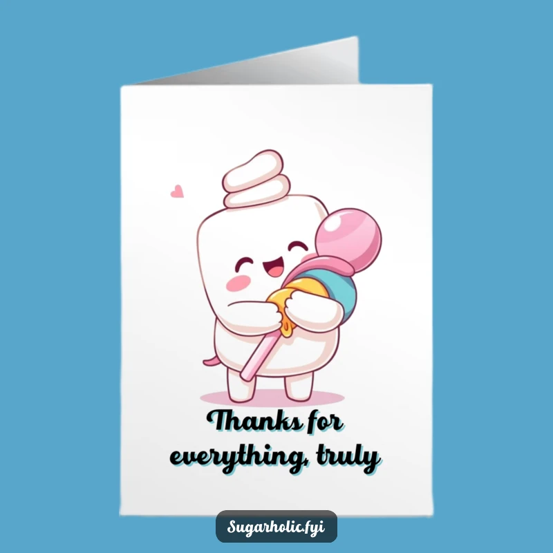 Free Printable Thank You Card: Marshmallow's Sweet Appreciation, Huggable Download