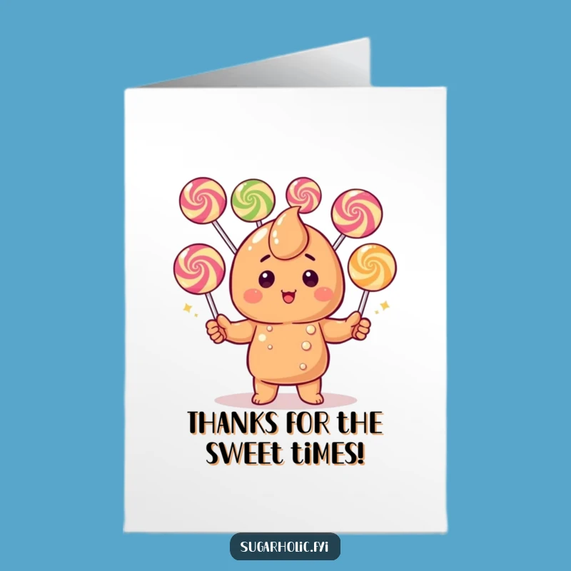Free Printable Thank You Card: Caramel Candy Juggling, Sweet & Funny DIY Gift!