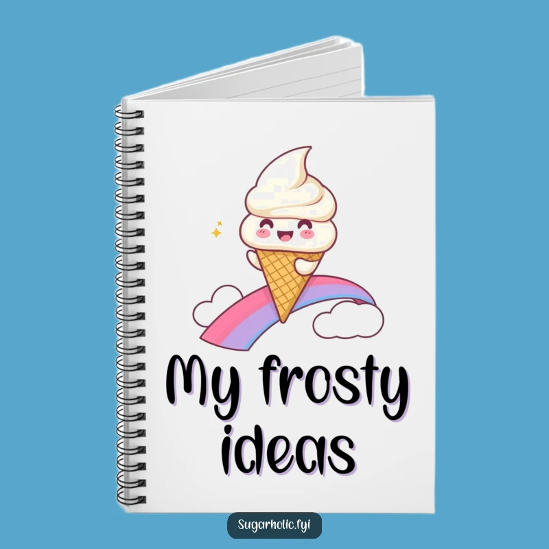 Funny Ice Cream Rainbow Slide Notebook - Cute Gleeful Character