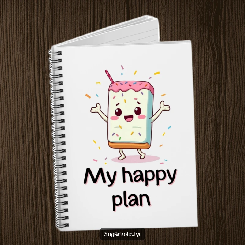 Funny Notebook: A jubilant candy bar dancing with sprinkles, a humorous and inspiring stationery item.