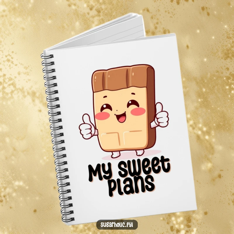 Funny Notebook: A journal featuring a blushing chocolate bar character giving two thumbs up, perfect for capturing thoughts and great ideas.