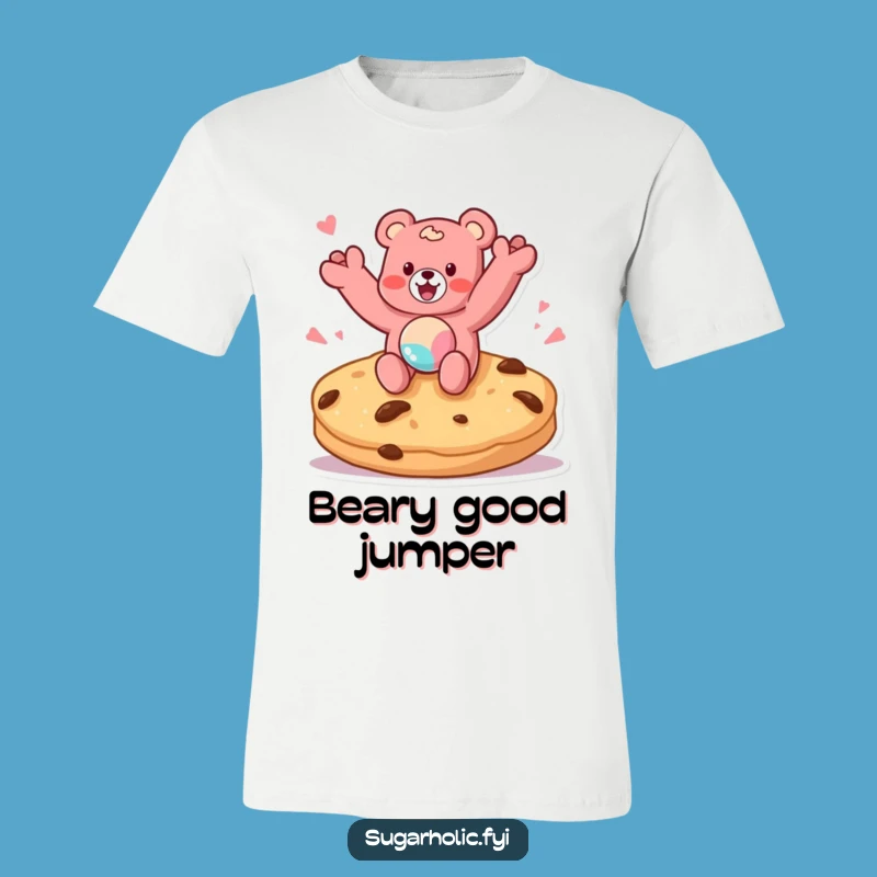 Funny Gummy Bear Cookie Jump T-Shirt - Deliciously Humorous Character Apparel