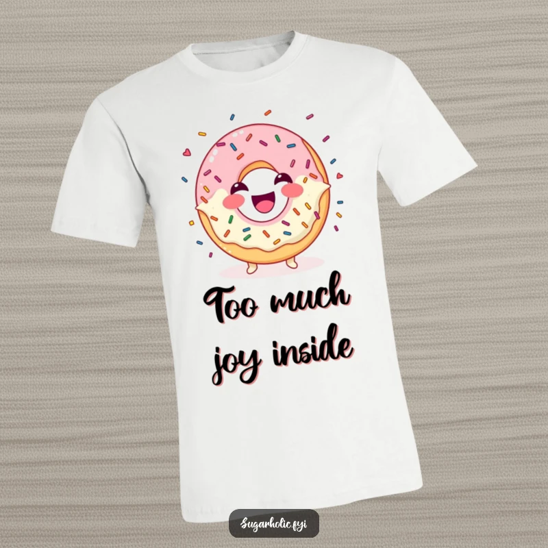 Funny T-Shirt depicting a laughing donut character expertly juggling colorful sprinkles with a joyful expression.