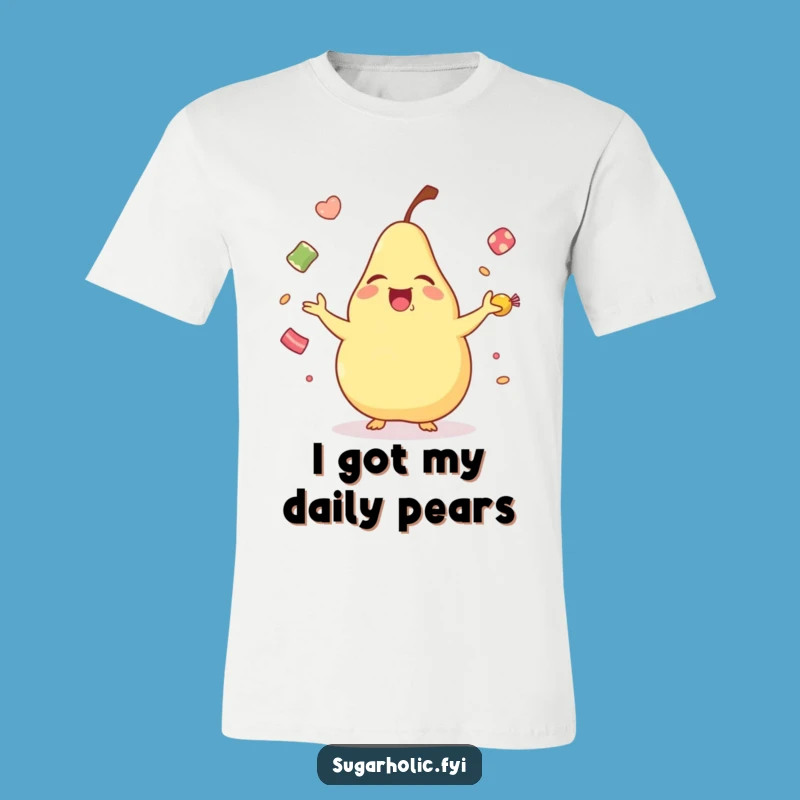 Funny Laughing Pear T-Shirt - Playful Cartoon Juggling Candies Delight