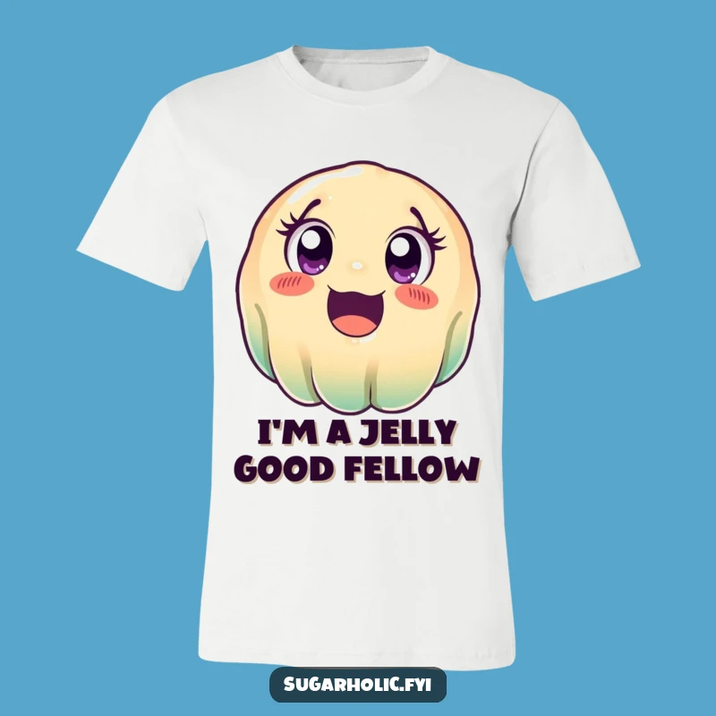 Funny Wobbly Jelly T-Shirt - Adorable Cartoon Rolling with Excitement