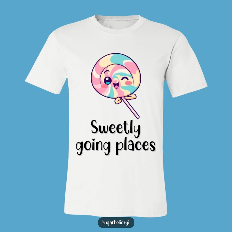 Funny Playful Lollipop T-Shirt: Spinning with Delight, Hilarious Sweet Tee
