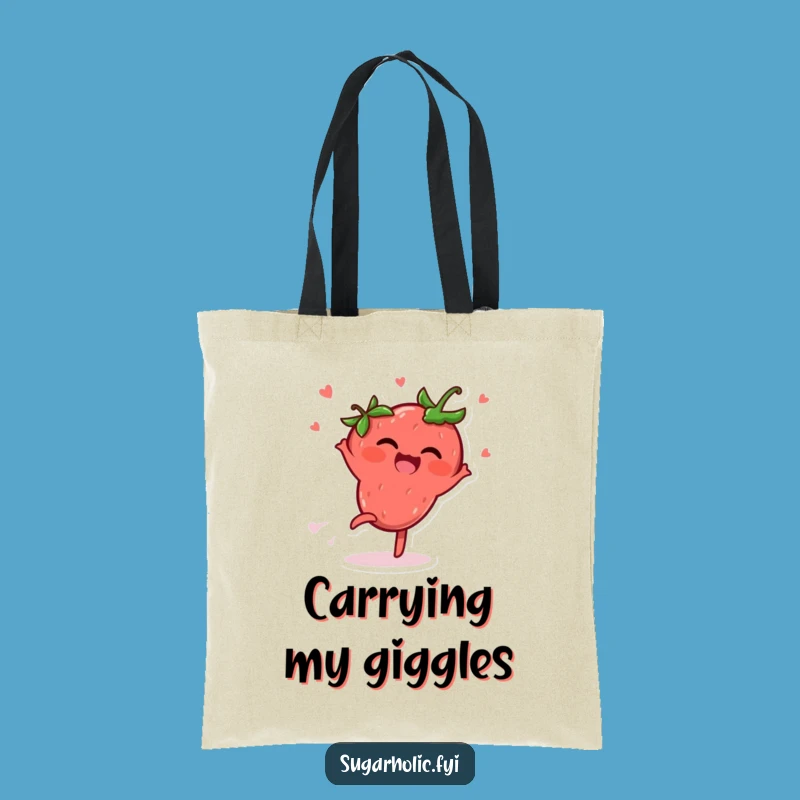 Funny Strawberry Cartwheel Tote Bag: Carry Giggles with this Fruit Character, Your Funny Gift