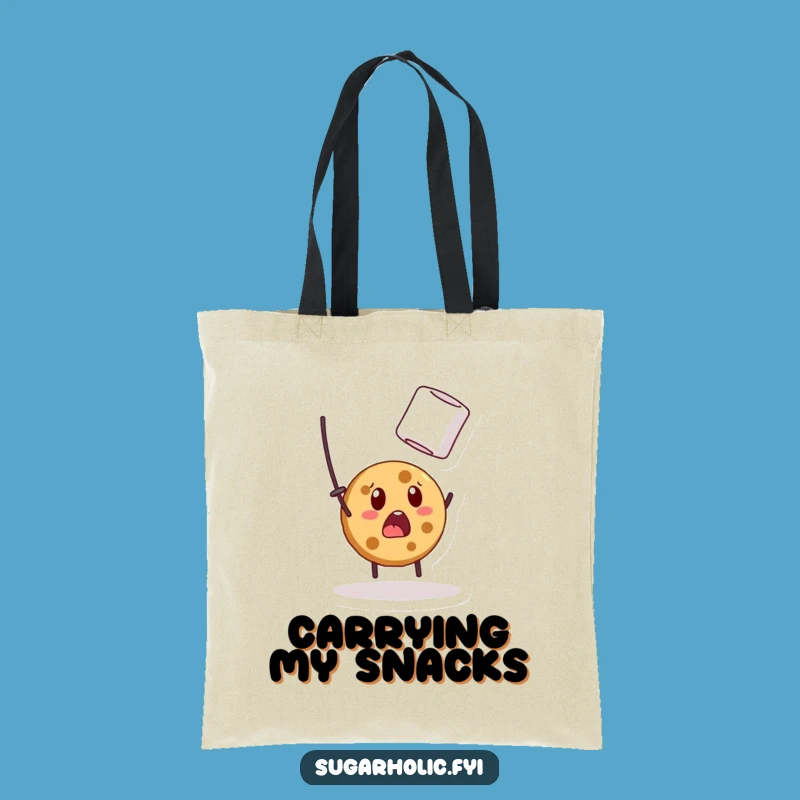 Funny Surprised Cookie Tote Bag: Hilarious Marshmallow Hunt Accessory, Perfect Funny Gift!