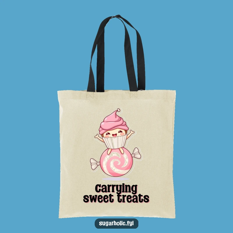 Funny Cupcake Candy Bounce Tote Bag - Joyful Dessert Shopping Bag