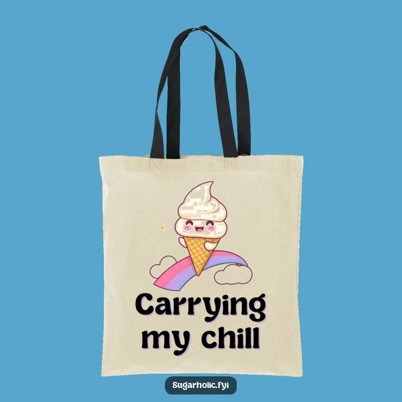 Funny Ice Cream Rainbow Slide Tote Bag - Durable Gleeful Character